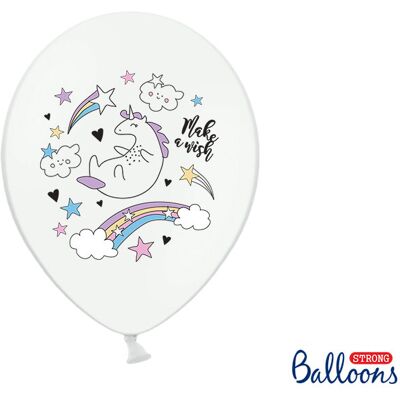 Party Deco Balony, 30 Cm, Jednorożec, Pastel Pure White, 50 Sztuk Party Deco Balony, 30 Cm, Jednorożec, Pastel Pure White, 50 Sztuk