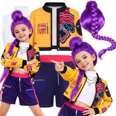 Hopki Demon Hunter Strój Kpop Rumi Kostium Peruka Łowczynie Demonów Bal 152 158 Hopki Demon Hunter Strój Kpop Rumi Kostium Peruka Łowczynie Demonów Bal 152 158