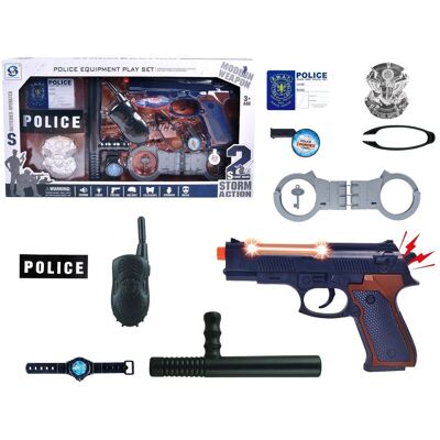 Lean Toys Duży Zestaw Policyjny Pistolet Z Dźwiękiem Kajdanki Odznaka Lean Toys Duży Zestaw Policyjny Pistolet Z Dźwiękiem Kajdanki Odznaka