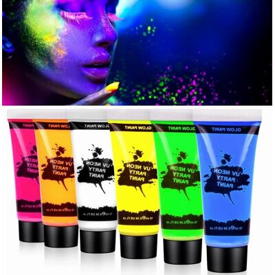 Inny producent Farb Zestaw Do Ciała 6 Kolorów Neonowych Fluorescencyjnych Malowanie Twarzy Inny producent Farb Zestaw Do Ciała 6 Kolorów Neonowych Fluorescencyjnych Malowanie Twarzy