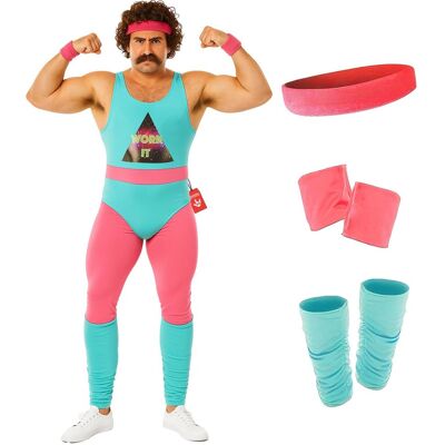 Inny producent Fun Shack Strój Instruktora Fitness Z Lat 80. Niebieski Trykot Aerobik Ocieplacze Opaska Dla Mężczyzn, Xl Inny producent Fun Shack Strój Instruktora Fitness Z Lat 80. Niebieski Trykot Aerobik Ocieplacze Opaska Dla Mężczyzn, Xl