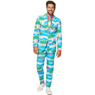 Garnitur Flamingo Niebieski Opposuits - Tropikalny Strój na Imprezę Garnitur Flamingo Niebieski Opposuits - Tropikalny Strój na Imprezę