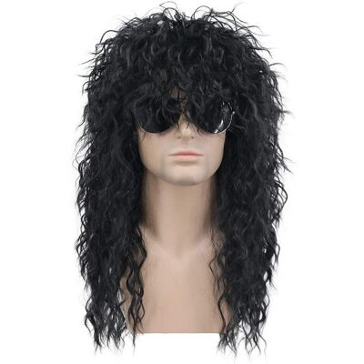 Inny producent karlery Metalowa peruka barwenowa z lat 70. XX wieku, długa, kręcona, czarna peruka na Halloween, kostium anime Inny producent karlery Metalowa peruka barwenowa z lat 70. XX wieku, długa, kręcona, czarna peruka na Halloween, kostium anime