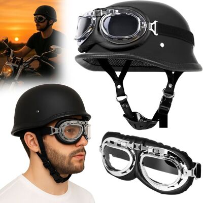Hopki KASK MOTOCYKLOWY HEŁM Z GOGLAMI CHOPPER RETRO NIEMIECKI DOT ORZESZEK PILOT LOTNIK Hopki KASK MOTOCYKLOWY HEŁM Z GOGLAMI CHOPPER RETRO NIEMIECKI DOT ORZESZEK PILOT LOTNIK