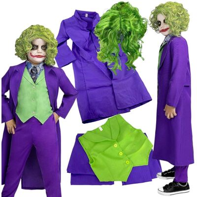 del-sol Kostium Joker dla Dzieci Strój Zestaw z peruką - M del-sol Kostium Joker dla Dzieci Strój Zestaw z peruką - M