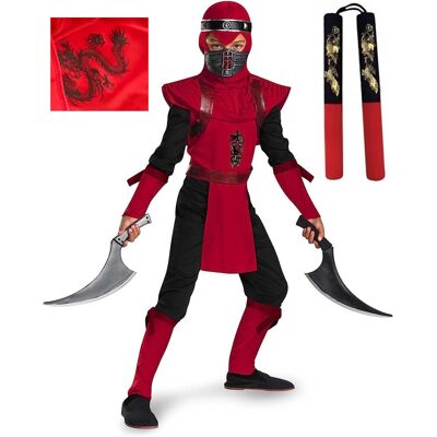 ALTERA KOSTIUM STRÓJ NINJA BLACK DRAGON SAMURAJ 120/130 +NUNCHAKU Karnawał bal ALTERA KOSTIUM STRÓJ NINJA BLACK DRAGON SAMURAJ 120/130 +NUNCHAKU Karnawał bal