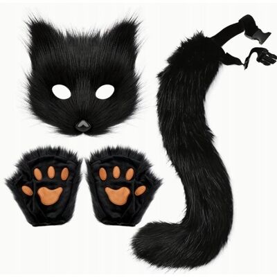 Inny producent Maska Kot Cosplay Furry Ogon Łapki Mitenki Wilk Lis Futrzak Zestaw 3Szt Inny producent Maska Kot Cosplay Furry Ogon Łapki Mitenki Wilk Lis Futrzak Zestaw 3Szt