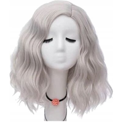 DKM Peruka bob 40cm cosplay karnawał glam rock szare siwe krótkie włosy siatka DKM Peruka bob 40cm cosplay karnawał glam rock szare siwe krótkie włosy siatka