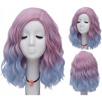 DKM Peruka cosplay 40 cm bob glam rock różowo-niebies DKM Peruka cosplay 40 cm bob glam rock różowo-niebies