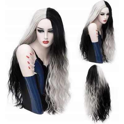Inny producent PERUKA CZARNO-SREBRNA Szara Długa Cosplay Halloween Fale Włosy Z Czepkiem Inny producent PERUKA CZARNO-SREBRNA Szara Długa Cosplay Halloween Fale Włosy Z Czepkiem