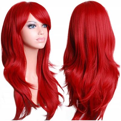Luvu Peruka czerwona cosplay grzywka anime przebranie Luvu Peruka czerwona cosplay grzywka anime przebranie