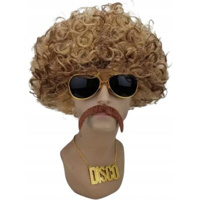 Inny producent Peruka Disco Peruka + Okulary + Naszyjnik + Wąsy + Czapeczka na Perukę Inny producent Peruka Disco Peruka + Okulary + Naszyjnik + Wąsy + Czapeczka na Perukę