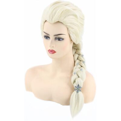 brak danych Peruka Elsa z Krainy Lodu - długa blond z warkoczem, idealna do kostiumów brak danych Peruka Elsa z Krainy Lodu - długa blond z warkoczem, idealna do kostiumów