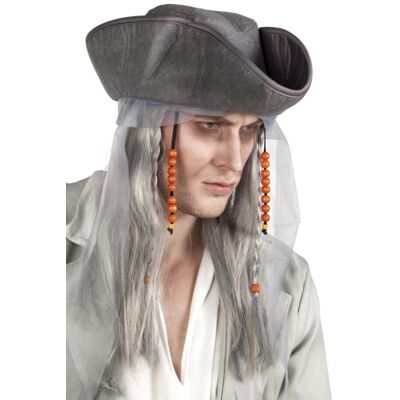 Inny producent Peruka Męska Siwa Duch Pirata 85726 z Kapeluszem Inny producent Peruka Męska Siwa Duch Pirata 85726 z Kapeluszem