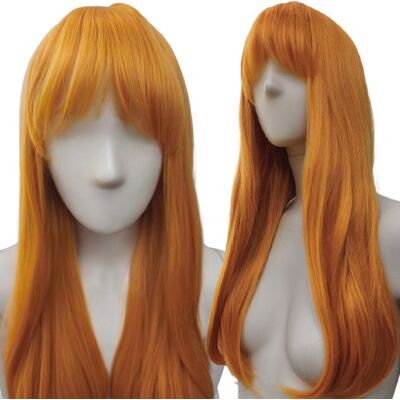 Wonderlandia Peruka RUDA jasnoruda z prostą grzywką przedziałkiem długa cosplay Wonderlandia Peruka RUDA jasnoruda z prostą grzywką przedziałkiem długa cosplay