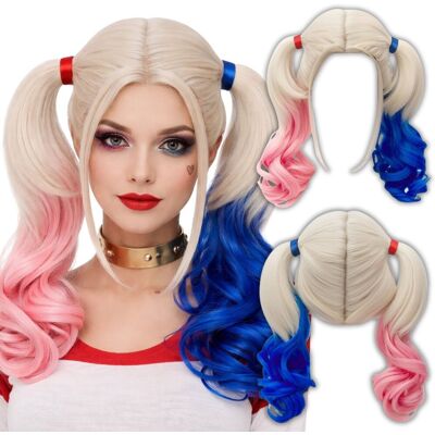 Hopki Peruka Wig Włosy Harley Queen Cosplay Halloween Przebranie Dla Dorosłych Hopki Peruka Wig Włosy Harley Queen Cosplay Halloween Przebranie Dla Dorosłych