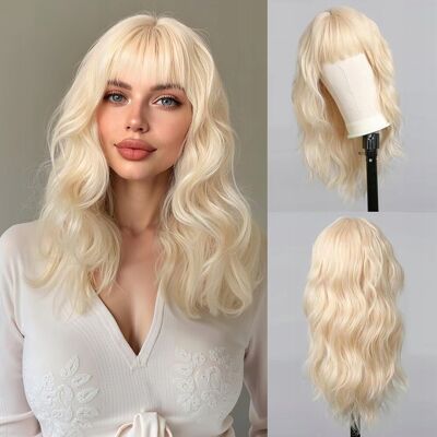 Peruka włosy długie falowane syntetyczne jasny blond Esmee damska Peruka włosy długie falowane syntetyczne jasny blond Esmee damska