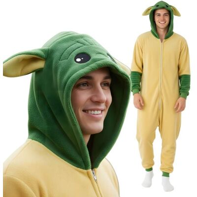 Nerd Hunters Piżama Onesie Kigurumi Kostium Star Wars Baby Yoda Grogu S: 145 - 155cm Nerd Hunters Piżama Onesie Kigurumi Kostium Star Wars Baby Yoda Grogu S: 145 - 155cm