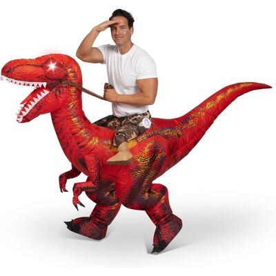 Spooktacular Creations Nadmuchiwany kostium dinozaura dla dorosłych, jazda na raptorze, nadruk T-rex dmuchane powietrze z jasnymi oczami, Czerwony, .. Spooktacular Creations Nadmuchiwany kostium dinozaura dla dorosłych, jazda na raptorze, nadruk T-rex dmuchane powietrze z jasnymi oczami, Czerwony, ..