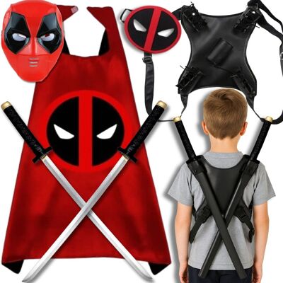 Hopki Strój Dead Pool Ninja Peleryna Maska Miecze Szelki Wojownik Na Bal Karnawał Hopki Strój Dead Pool Ninja Peleryna Maska Miecze Szelki Wojownik Na Bal Karnawał