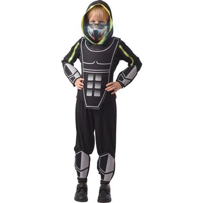 GODAN Strój dla dzieci Cyber Bohater (bluzka z kapturem, spodnie, maska reagująca na dźwięk, zbroja, ochraniacze na ręce i nogi), rozm. 110/120 cm GODAN Strój dla dzieci Cyber Bohater (bluzka z kapturem, spodnie, maska reagująca na dźwięk, zbroja, ochraniacze na ręce i nogi), rozm. 110/120 cm