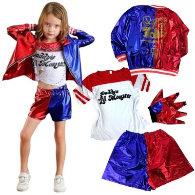 del-sol Strój Harley Quinn Joker dla Dzieci Kostium Cosplay z Kurtką - M del-sol Strój Harley Quinn Joker dla Dzieci Kostium Cosplay z Kurtką - M