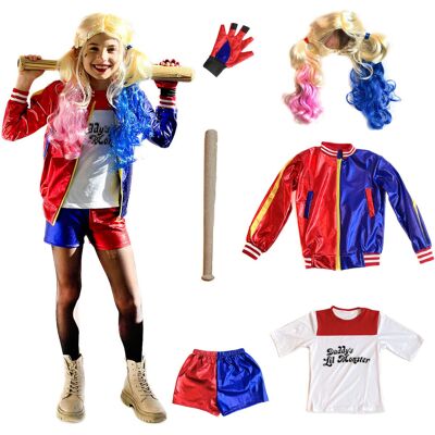 Cogio Strój HARLEY QUINN kostium z peruką i kijem 6 elementów rozmiar 122-134 Cogio Strój HARLEY QUINN kostium z peruką i kijem 6 elementów rozmiar 122-134