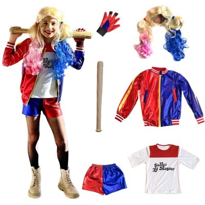 Cogio Strój HARLEY QUINN kostium z peruką i kijem 6 elementów rozmiar 146-152 Cogio Strój HARLEY QUINN kostium z peruką i kijem 6 elementów rozmiar 146-152