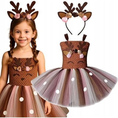 Labello Strój Jelonka Bambi Ozdobna Sukienka Tutu Opaska Halloween Bal Zestaw Labello Strój Jelonka Bambi Ozdobna Sukienka Tutu Opaska Halloween Bal Zestaw