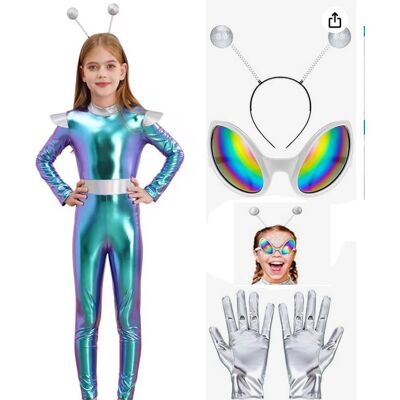 ALTERA Strój Kosmitka Alien Disco + Okulary Holograficzne Rękawice Opaska Bal 130 ALTERA Strój Kosmitka Alien Disco + Okulary Holograficzne Rękawice Opaska Bal 130