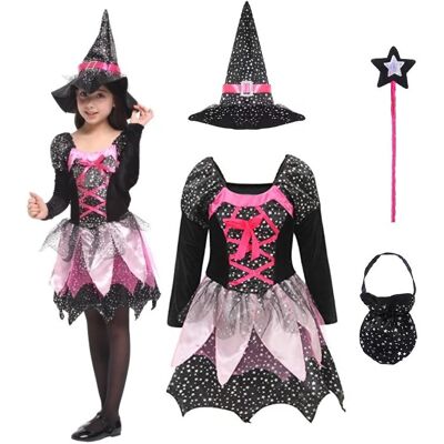 Hopki Strój Kostium Czarownica Wiedźma Halloween 116/122 Hopki Strój Kostium Czarownica Wiedźma Halloween 116/122
