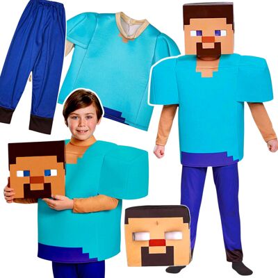 WKS STRÓJ MINECRAFT PRZEBRANIE DLA CHŁOPCA STEVE KOMPLET MASKA KOSTIUM NA BAL WKS STRÓJ MINECRAFT PRZEBRANIE DLA CHŁOPCA STEVE KOMPLET MASKA KOSTIUM NA BAL