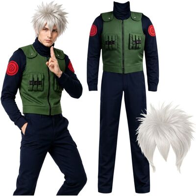 Hopki STRÓJ NARUTO KAKASHI HATAKE ANIME COSPLAY NINJA PERUKA ZESTAW 164 170 CM Hopki STRÓJ NARUTO KAKASHI HATAKE ANIME COSPLAY NINJA PERUKA ZESTAW 164 170 CM