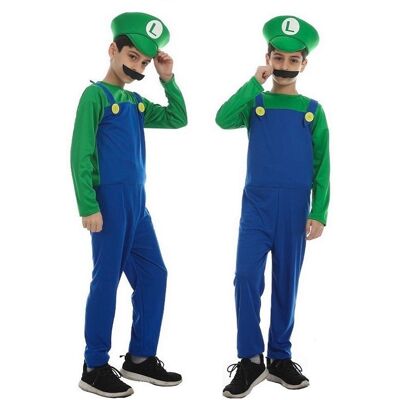 Hopki Strój Przebranie Super Mario Bros Luigi 134/140 Hopki Strój Przebranie Super Mario Bros Luigi 134/140