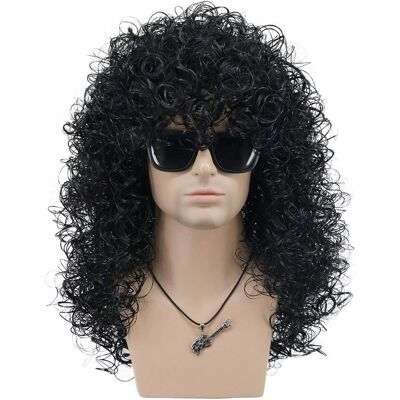 Inny producent VGbeaty Męska długa, kręcona, czarna, twarda peruka z lat 70. 80., rockowa, do kostiumu, peruka Cosplay (czarna) Inny producent VGbeaty Męska długa, kręcona, czarna, twarda peruka z lat 70. 80., rockowa, do kostiumu, peruka Cosplay (czarna)