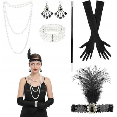 inna (Inny) ZESTAW AKCESORIÓW LATA 20 GATSBY FLAPPER PERŁY RĘKAWICZKI 6w1 inna (Inny) ZESTAW AKCESORIÓW LATA 20 GATSBY FLAPPER PERŁY RĘKAWICZKI 6w1