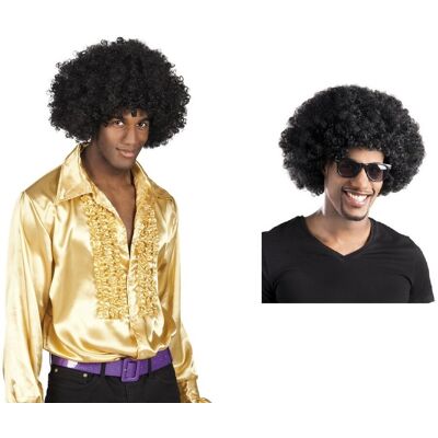PartyTino Zestaw Disco Koszula Złota Xxl Plus Peruka Afro Czarna 2El Mk333 PartyTino Zestaw Disco Koszula Złota Xxl Plus Peruka Afro Czarna 2El Mk333