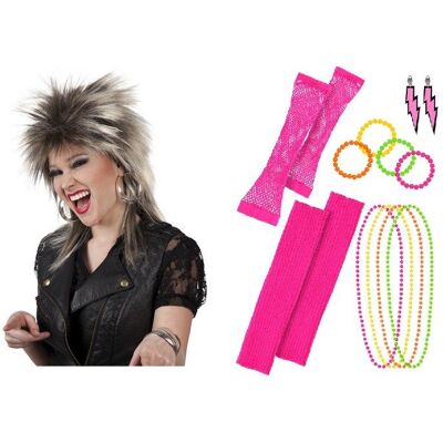 PartyTino Zestaw Disco Lata 80 Prl Peruka Blond Plus Zestaw Dodatków 6El Mk305 PartyTino Zestaw Disco Lata 80 Prl Peruka Blond Plus Zestaw Dodatków 6El Mk305