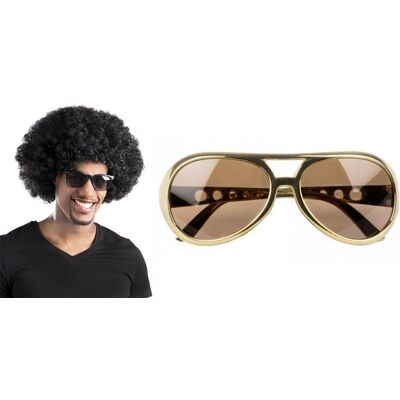 PartyTino Zestaw Disco Peruka Afro Czarna plus Okulary Złote 2el MK338 PartyTino Zestaw Disco Peruka Afro Czarna plus Okulary Złote 2el MK338