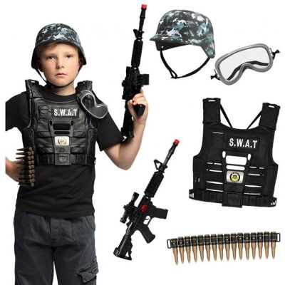 GODAN Zestaw policjanta S.W.A.T. dla dzieci - strój hełm i karabin GODAN Zestaw policjanta S.W.A.T. dla dzieci - strój hełm i karabin