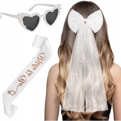 Inny producent Akcesoria Jga Zestaw 3 Szt Welon 46cm Szarfa Okulary Sercowe Perły Biały Inny producent Akcesoria Jga Zestaw 3 Szt Welon 46cm Szarfa Okulary Sercowe Perły Biały