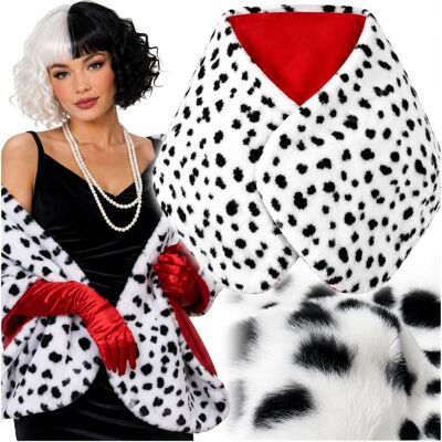 Labello Futro Cruella De Mon Szal Przebranie Strój Kostium Karnawałowy Halloween Labello Futro Cruella De Mon Szal Przebranie Strój Kostium Karnawałowy Halloween
