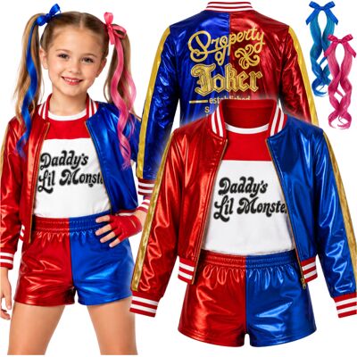 Labello Harley Quinn Dziewczynka Przebranie Charakteryzacja Z Peruką Zestaw 5 Ele. M Labello Harley Quinn Dziewczynka Przebranie Charakteryzacja Z Peruką Zestaw 5 Ele. M