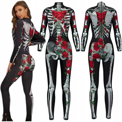 Labello Szkieletorka Strój Kościotrup Z Różami Kombinezon Halloween Karnawał M Labello Szkieletorka Strój Kościotrup Z Różami Kombinezon Halloween Karnawał M
