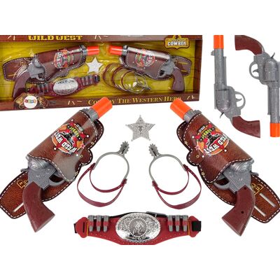 Lean Toys Zestaw Kowbojski Kabura Pas Ostrogi Z 2 Rewolwerami Dźwiękowymi Lean Toys Zestaw Kowbojski Kabura Pas Ostrogi Z 2 Rewolwerami Dźwiękowymi