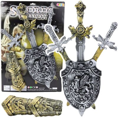 Lean Toys Zestaw Rycerski 3 Miecze Tarcza I Ochraniacze Na Ręce Lean Toys Zestaw Rycerski 3 Miecze Tarcza I Ochraniacze Na Ręce