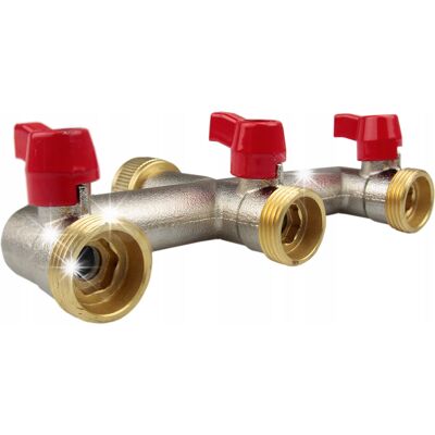 BRADAS Rozdzielacz 3-Drożny Z Gz 3/4' Z Zaworami Mosiężny Br-3134 BRADAS Rozdzielacz 3-Drożny Z Gz 3/4' Z Zaworami Mosiężny Br-3134