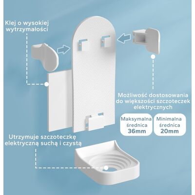 Inny producent Uchwyt na szczoteczkę elektryczną na ścianę 2 szt. biały samoprzylepny Inny producent Uchwyt na szczoteczkę elektryczną na ścianę 2 szt. biały samoprzylepny