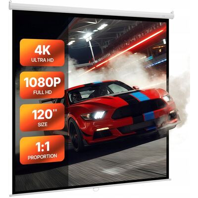 EKRAN PROJEKCYJNY VEVOR 120 CALI RĘCZNY STEROWANIE 1 1 PVC 4K 3D PREMIUM EKRAN PROJEKCYJNY VEVOR 120 CALI RĘCZNY STEROWANIE 1 1 PVC 4K 3D PREMIUM
