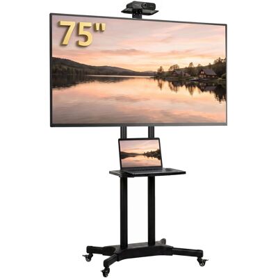 Mobilny Stojak Pod Tv Homcom 32-75 Cali, Kółka Z Blokadą, Regulacja Wysokości Mobilny Stojak Pod Tv Homcom 32-75 Cali, Kółka Z Blokadą, Regulacja Wysokości
